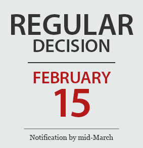 An image of Regular Decision | February 15 | Notification by mid-March