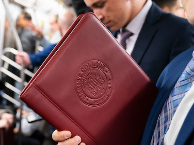 Image of portfolio with embossed Marist seal.