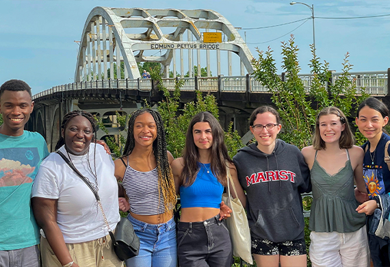 Image of students on a travel course about the civil rights movement.