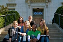 Image of students sitting on steps.