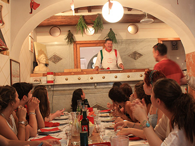 Photo of students dining at restaurant