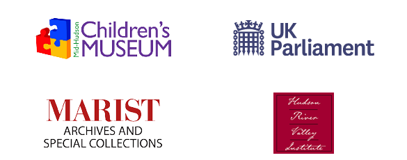 Logos of History internship locations: Mid-Hudson Children’s Museum, UK Parliament, Marist Archives & Special Collections, Hudson River Valley Institute