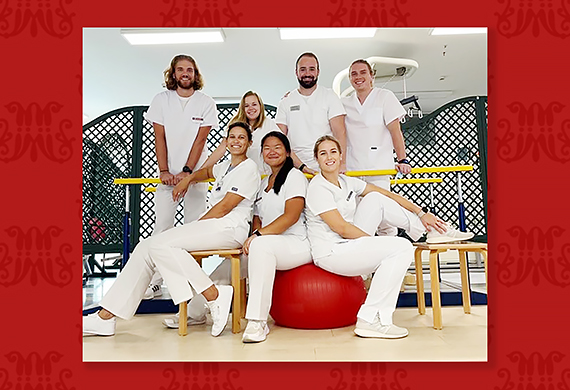 Image of Marist DPT students posing with equipment for the doctor of physical therapy degree.