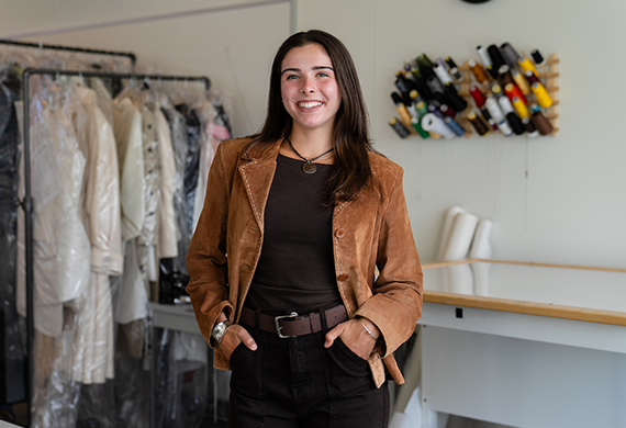 Image of Marist's Lena Alibrio who was awarded the highly competitive Veronica Beard x CFDA Creative Futures Scholarship.
