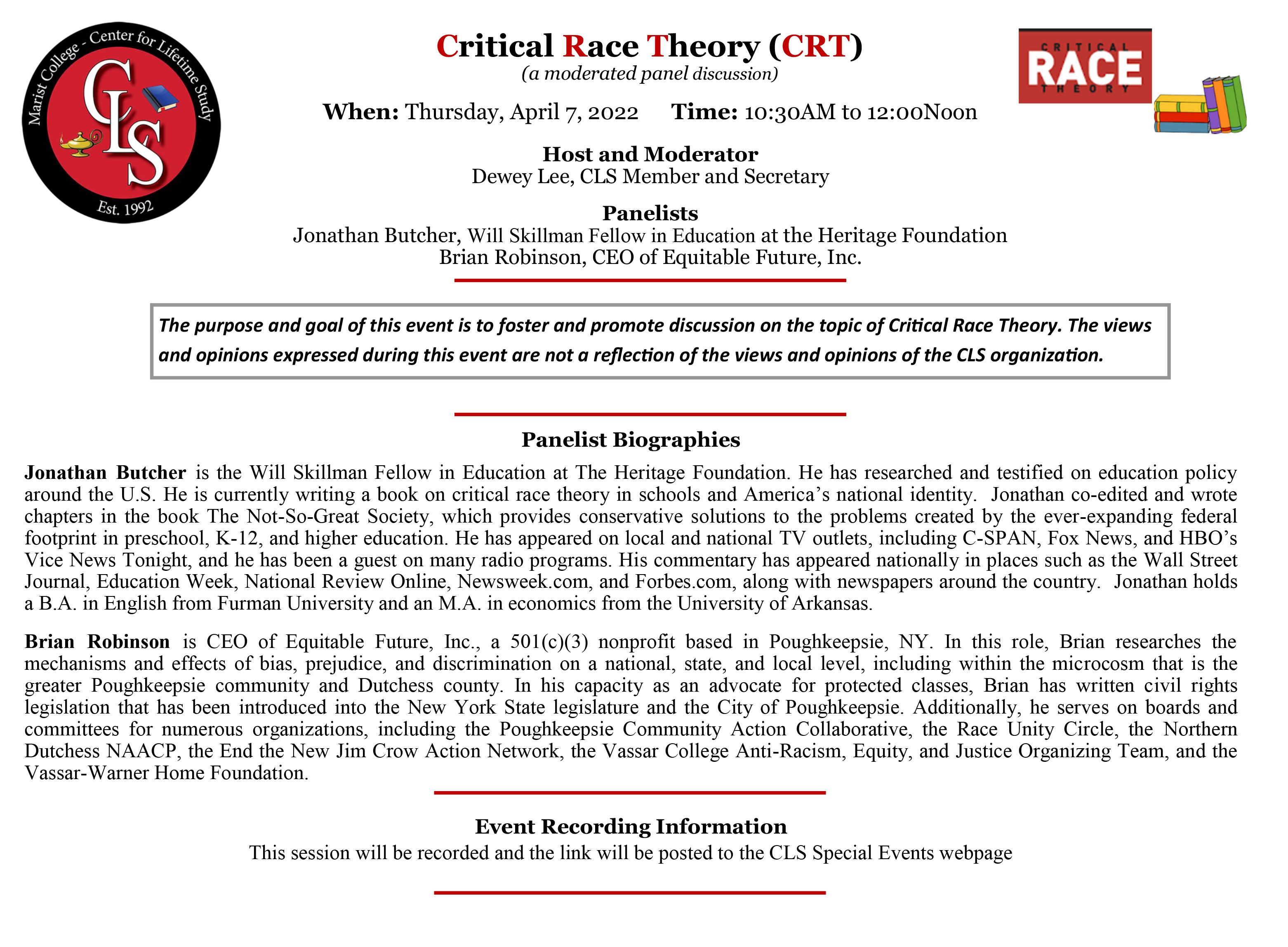 Image of Critical Race Theory event flyer