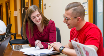Image of students working in the math lab.
