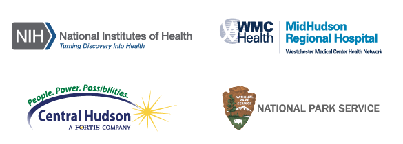Logos of Biology internship locations: National Institutes of Health, Mid Hudson Regional Hospital, Central Hudson, National Park Service