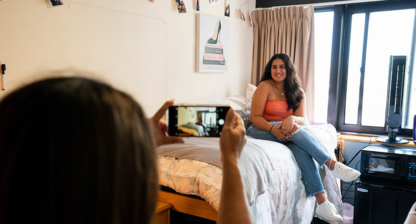 Photo of students in a room in Champagnat Hall