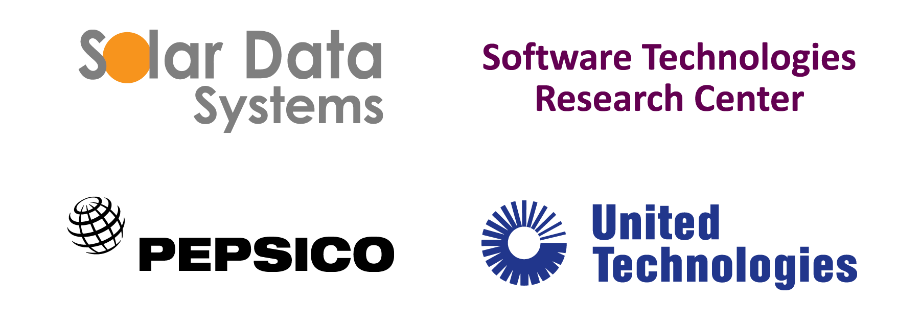 Logos of Computer Science career destinations: Solar Data Systems, Inc., Software Technologies Research Center, PepsiCo, and United Technologies