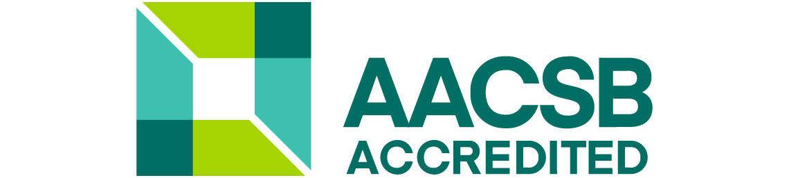 Image of AACSB logo for the masters business administration.