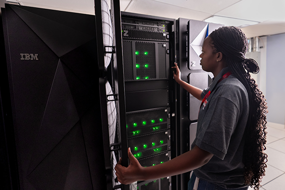 Image of a Marist University student at a Z17 computer on the campus.