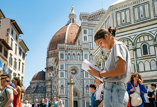 An image of ​ Marist student exploring Marist Italy’s campus in historic Florence.  ​