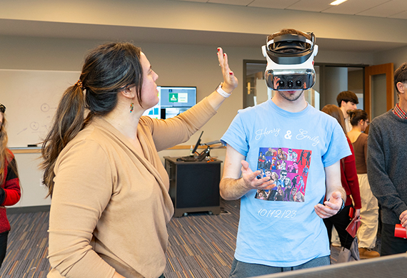 image of student with VR headset on 