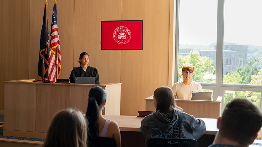 The Jerome and Tina Pickett Mock Court Room at the Dyson Center. Photo by Carlo de Jesus/Marist University.