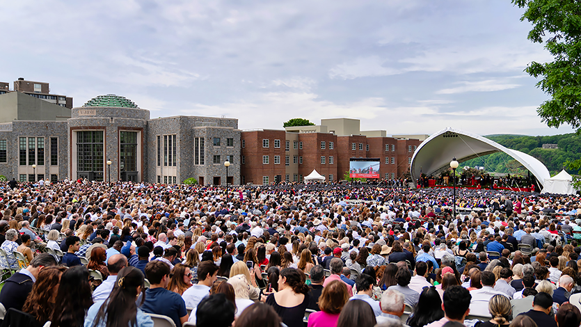 Image of campus during a previous graduation ceremony.