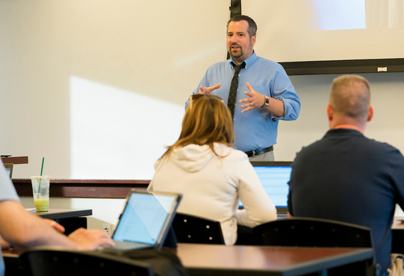 Image of adult students learning in a classroom on the Marist campus.