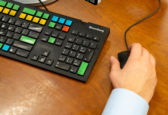 Image of a keyboard and mouse in use.