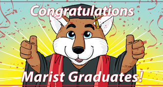 Image of Frankie the Fox in commencement regalia.