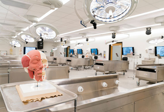 Image of gross anatomy lab in the Allied Health building on campus.