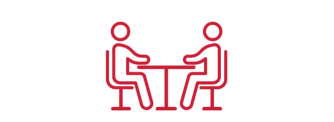 Image of two people sitting at table icon