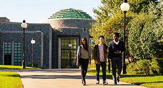 Photo of students walking on campus