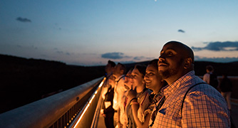 Image of student in front of Hudson Valley Community Center