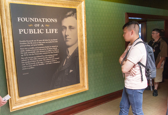 Image of museum visitor exploring the FDR Presidential Library