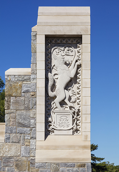 Image of the Rampant Fox on Marist's South Gate