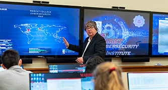 An image of a professor teaching cybersecurity