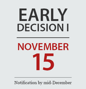 An image of Early Decision 1 | November 15 | Notification by mid-December