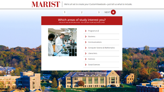 A screenshot of the Marist CustomViewbook