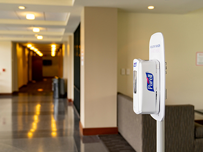 Hand sanitizer in Lowell Thomas