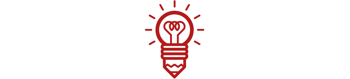 red icon of a lightbulb