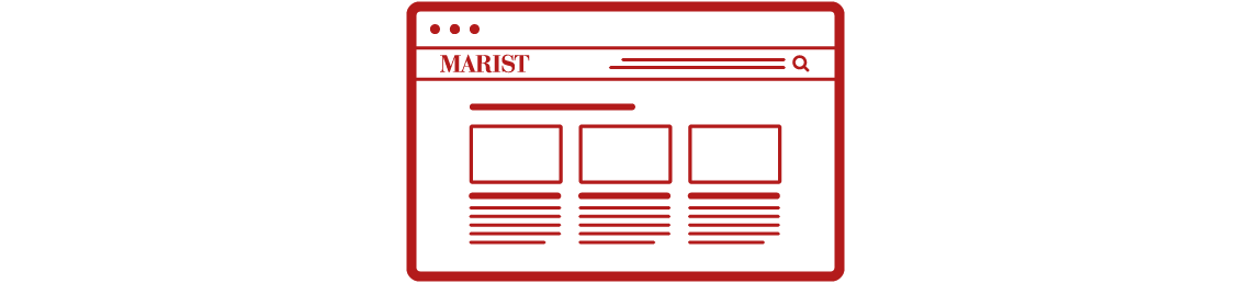 red icon of a marist computer screen