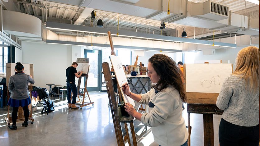 Students work in art studios in newly renovated Steel Plant