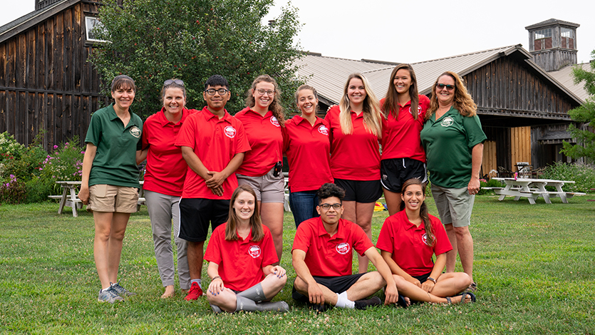 Marist fellows with staff at Sprout Creek Farm 
