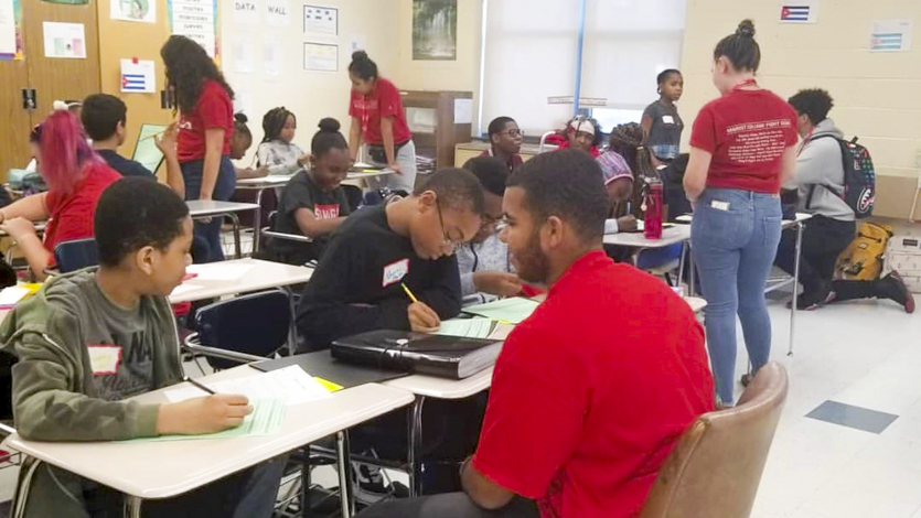  Marist students tutor LPP participants at Poughkeepsie Middle School.