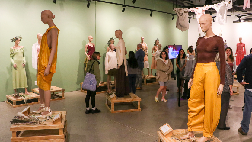 image: Visitors attend the Marist Fashion Program’s ‘Ethereal Sustainable Gallery’ in April 2022