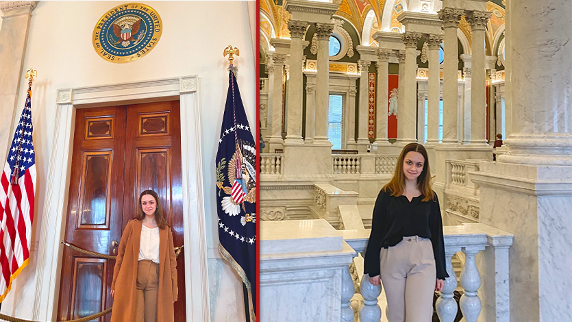 Stellakis at the White House (left) and the Library of Congress (right).