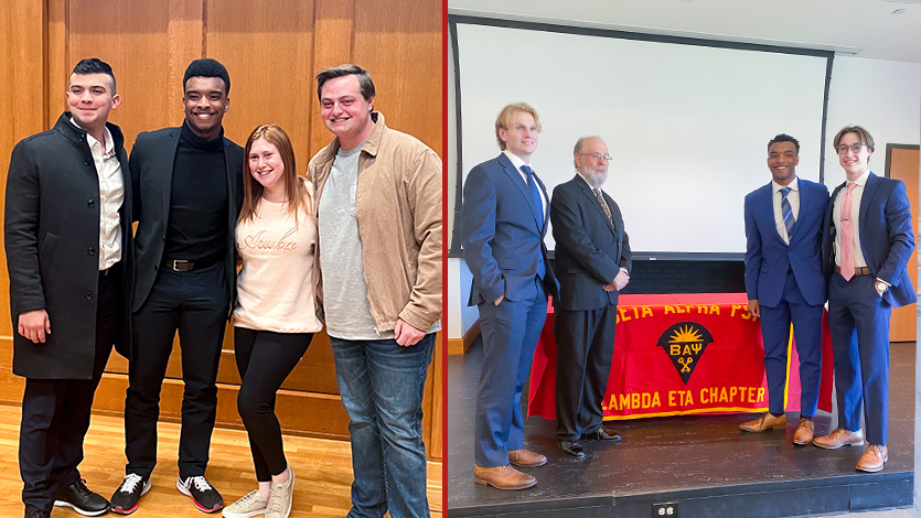 Street at the 2024 Board Elections (left photo) and a Beta Alpha Psi Fraternity event (right photo)