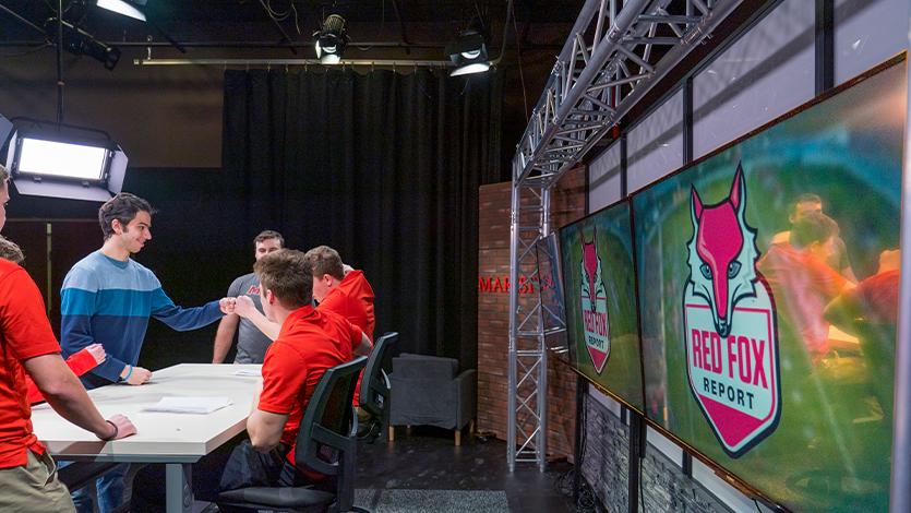 Image of students in the Red Fox Report studio.