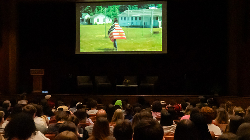 Image of film screening at social justice conference.