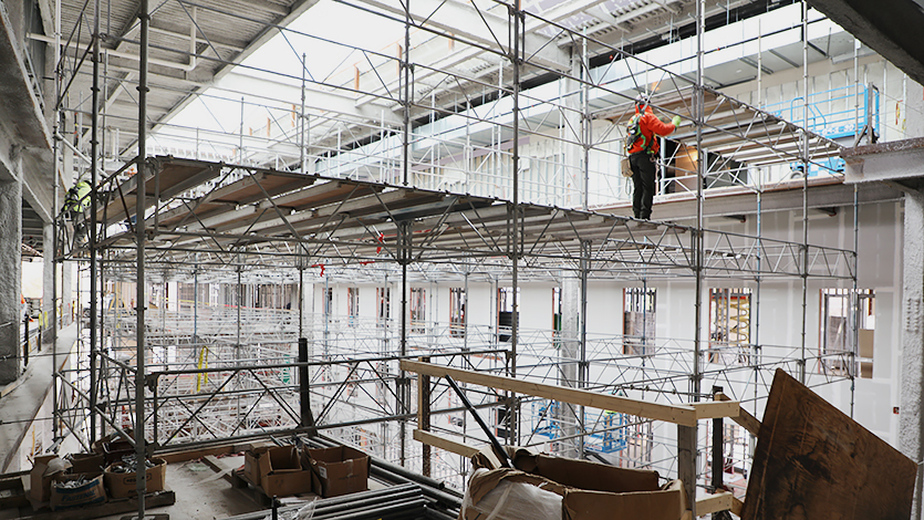 Image of Dyson Center atrium construction.