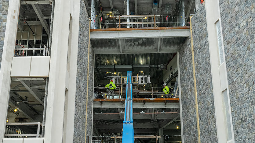 Image of exterior Dyson Center construction.