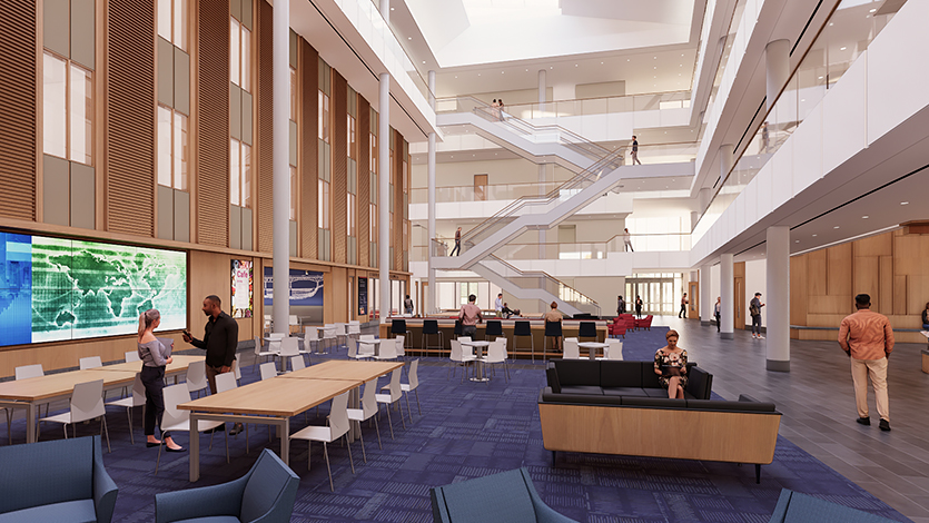 Rendering of Dyson Center atrium