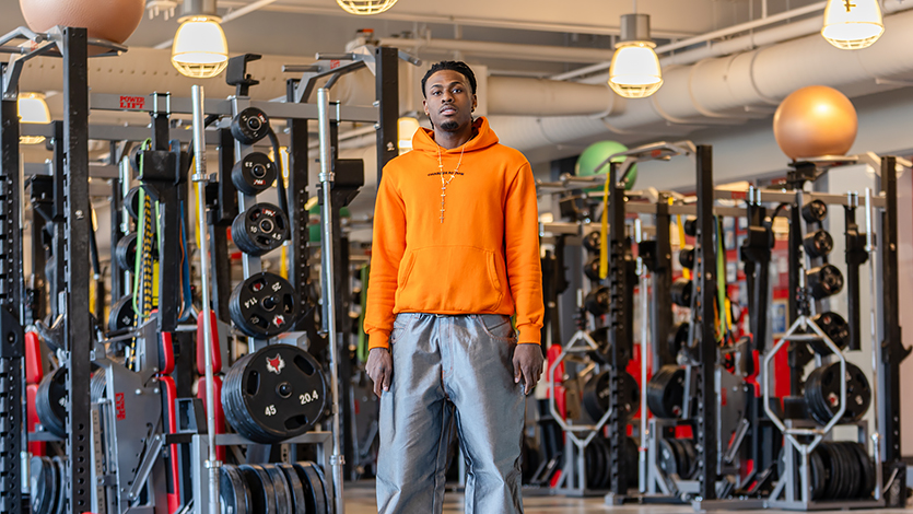 Image of Javon in McCann weight room.