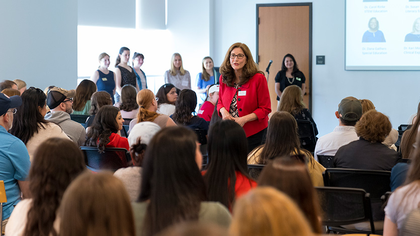 Image of faculty presentations at an Admitted Students Day