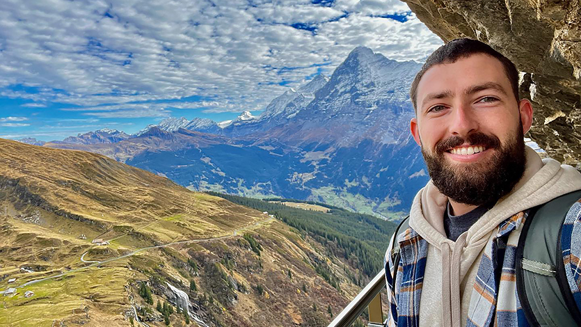 Image if Drew Coisson exploring the mountains in Grindelwald during his free time in Switzerland.