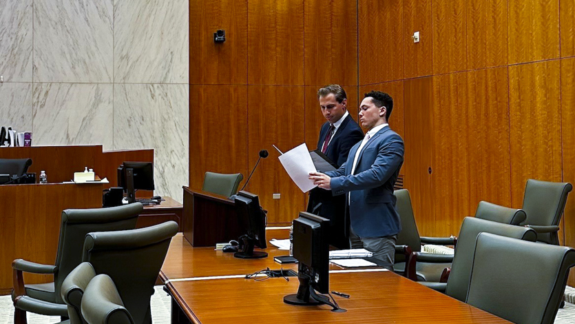 Image of James Hickman '24 during his internship with the Eastern District Court of New York.