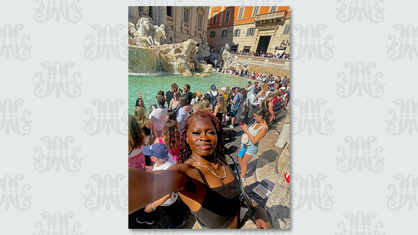 Image of Keanna Williams '24 during her short-term attachment program in Italy..